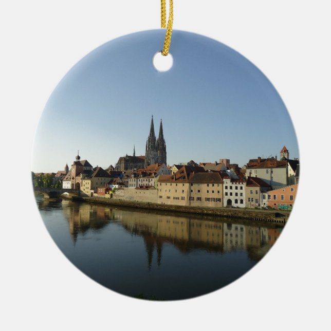 Regensburg, Germany Ceramic Tree Decoration (Front)