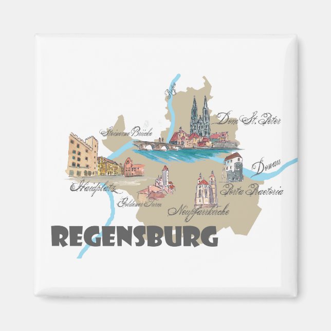 Regensburg Germany map Magnet (Front)
