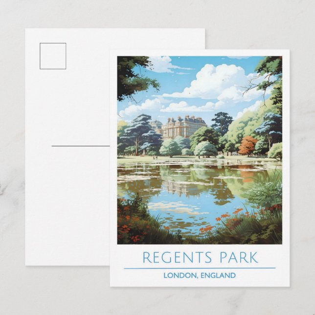 Regents Park London England Art Vintage Travel  Postcard (Front/Back)