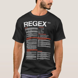 Regex Cheatsheet Regular Expressions 101 Computer  T-Shirt