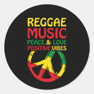 Reggae and Peace Symbol with positive quotes Classic Round Sticker