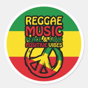 Reggae and Peace Symbol with positive quotes Classic Round Sticker