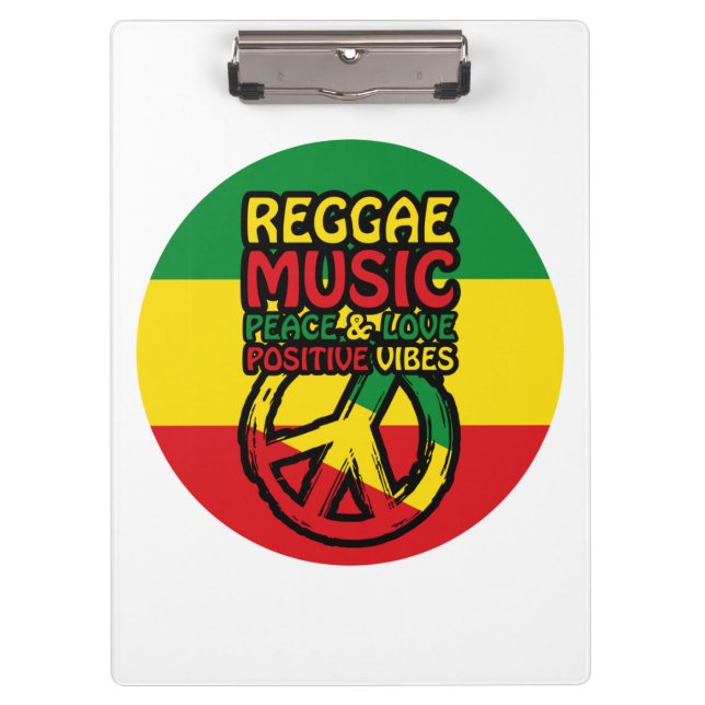 Reggae and Peace Symbol with positive quotes Clipboard (Front)