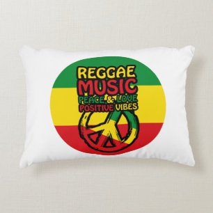 Reggae and Peace Symbol with positive quotes Decorative Cushion