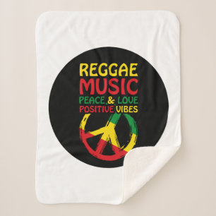 Reggae and Peace Symbol with positive quotes Sherpa Blanket