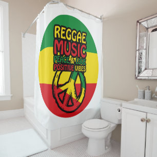 Reggae and Peace Symbol with positive quotes Shower Curtain