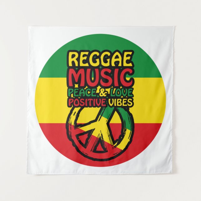 Reggae and Peace Symbol with positive quotes Tapestry (Front)