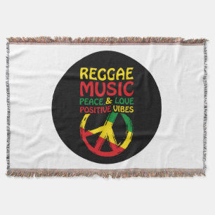 Reggae and Peace Symbol with positive quotes Throw Blanket