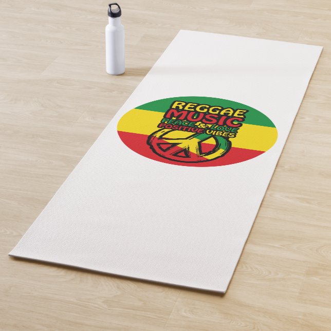 Reggae and Peace Symbol with positive quotes Yoga Mat (In Situ)