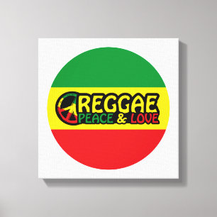 Reggae art with positive words Peace and Love Canvas Print
