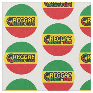 Reggae art with positive words Peace and Love Fabric