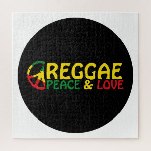 Reggae art with positive words Peace and Love Jigsaw Puzzle