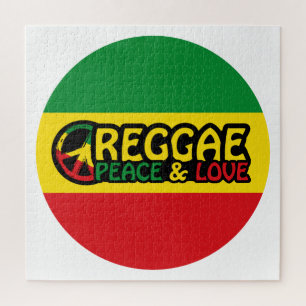 Reggae art with positive words Peace and Love Jigsaw Puzzle