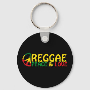 Reggae art with positive words Peace and Love Key Ring