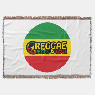 Reggae art with positive words Peace and Love Throw Blanket