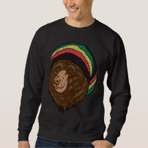 Reggae Bear Africa Jamaica Rasta Hat Tuxedo Weed Sweatshirt