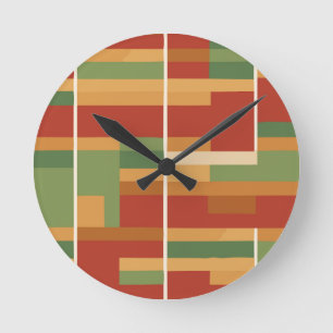 Reggae Boho Abstract Line Art Pattern Round Clock