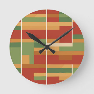 Reggae Boho Abstract Line Art Pattern Round Clock