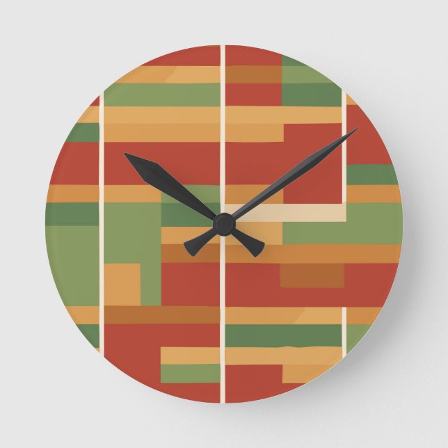 Reggae Boho Abstract Line Art Pattern Round Clock (Front)