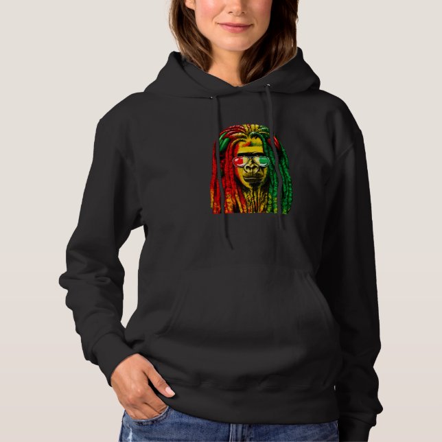 Reggae Cool Gorilla Dreadlocks Rasta Dreads Rastaf Hoodie (Front)