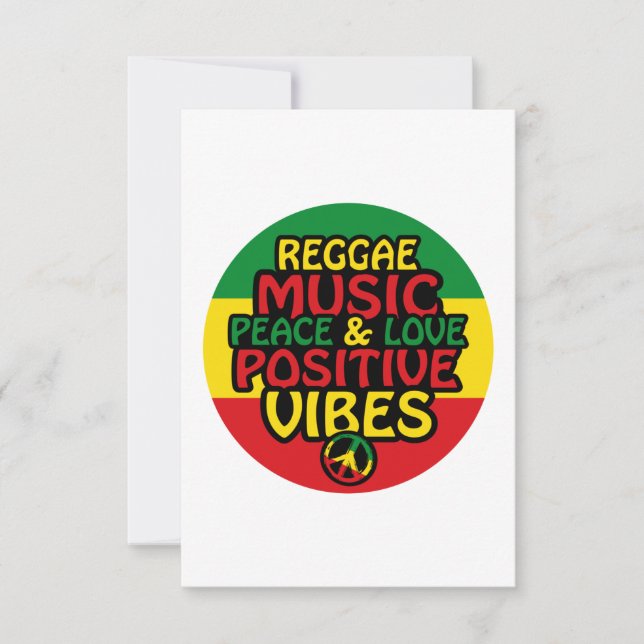 Reggae design with positive quotes and reggae flag card (Front)