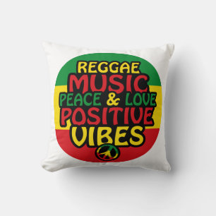 Reggae design with positive quotes and reggae flag cushion
