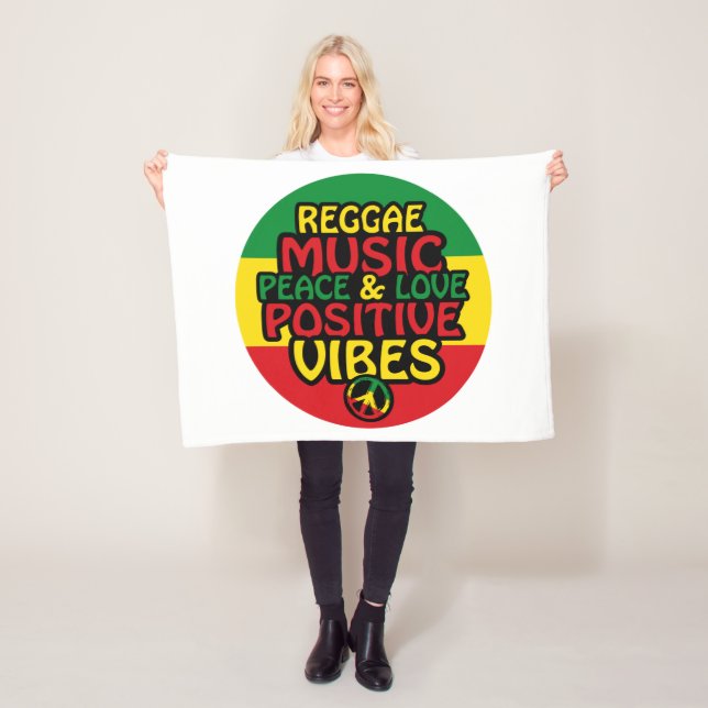 Reggae design with positive quotes and reggae flag fleece blanket (In Situ)