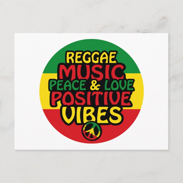 Reggae design with positive quotes and reggae flag postcard (Front)