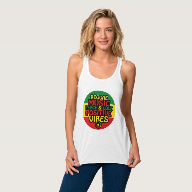 Reggae design with positive quotes and reggae flag singlet (Front Full)