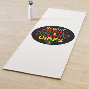 Reggae design with positive quotes and reggae flag yoga mat