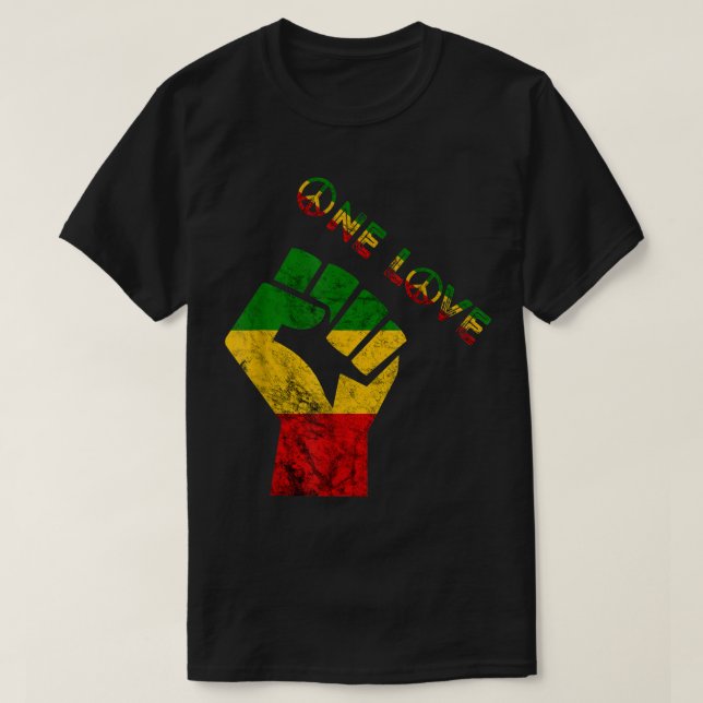 Reggae Fist Rasta Reggae Music One Love Jamaica Ra T-Shirt (Design Front)