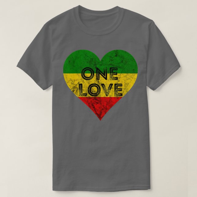Reggae Heart One Love Rasta Reggae Music Rastafari T-Shirt (Design Front)