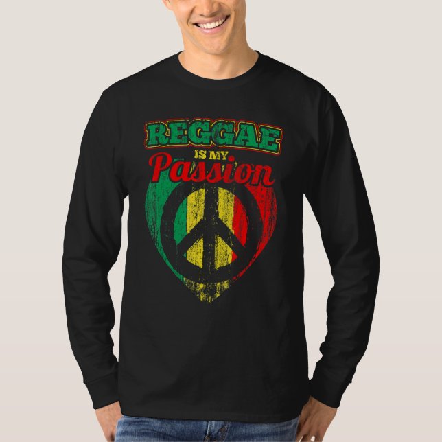 Reggae Is My Passion Rastafari Flag With Peace Sym T-Shirt (Front)
