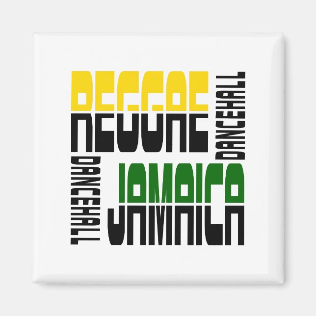 Reggae Jamaica Dance Hall Cube, 3 Colours Magnet (Front)