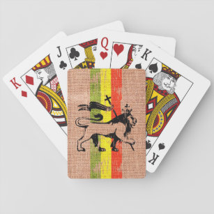 Reggae king lion playing cards