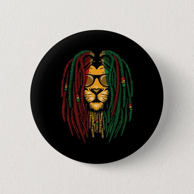 Reggae Lion Dreadlocks Wild Cat Rasta Africa Rasta 6 Cm Round Badge (Front)