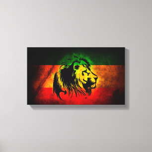 Reggae Lion Red Yellow Green Artistic Canvas Print