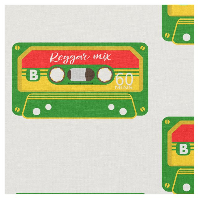 Reggae mix tape cassette retro fabric (Close Up)