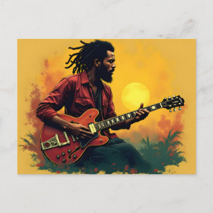 Reggae music art postcard