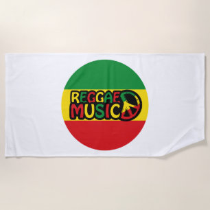Reggae Music design with rastafari style and colou Beach Towel