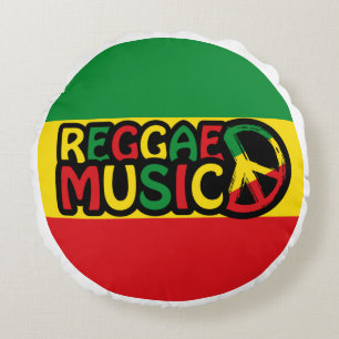 Reggae Music design with rastafari style and colou Round Cushion