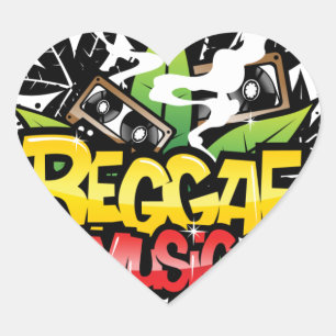 Reggae Music Heart Sticker