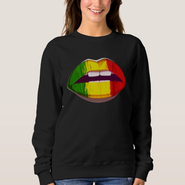 Reggae Music Jamaica Kissing Lips Flag Rastafari R Sweatshirt (Front)