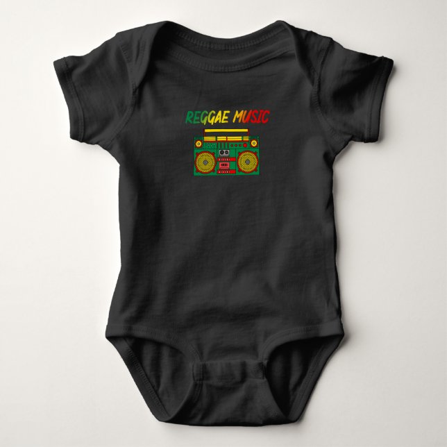 Reggae Music Lover Colourful Jamaica Cassette Radi Baby Bodysuit (Front)