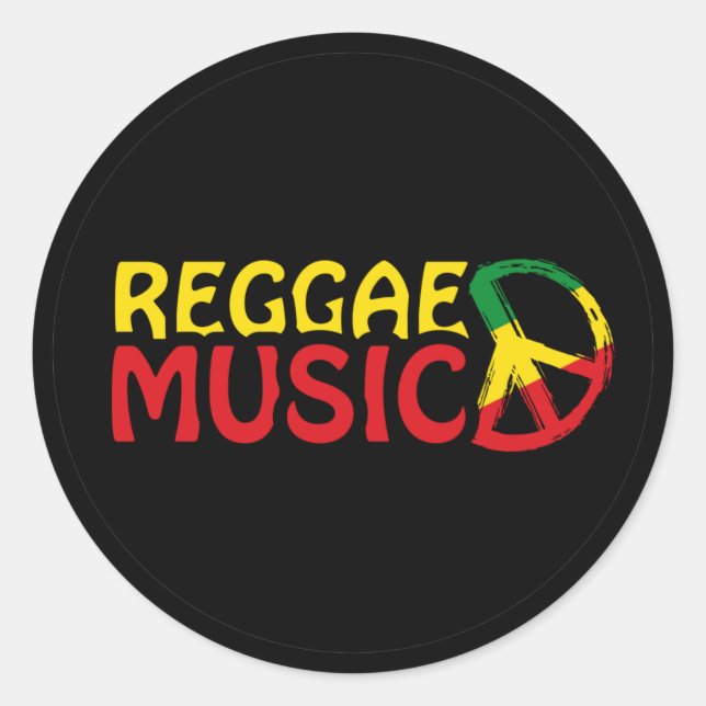 Reggae Music - model2b-circle-black Classic Round Sticker (Front)