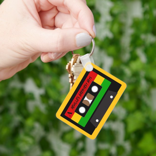 Reggae Music Musician Retro Cassette Tape Key Ring (Hand)