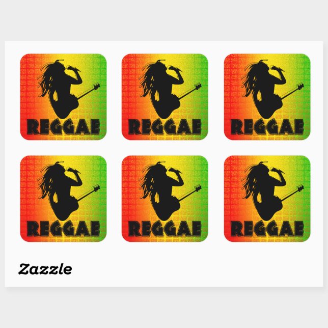 Reggae Music Rasta Rastaman Square Stickers (Sheet)