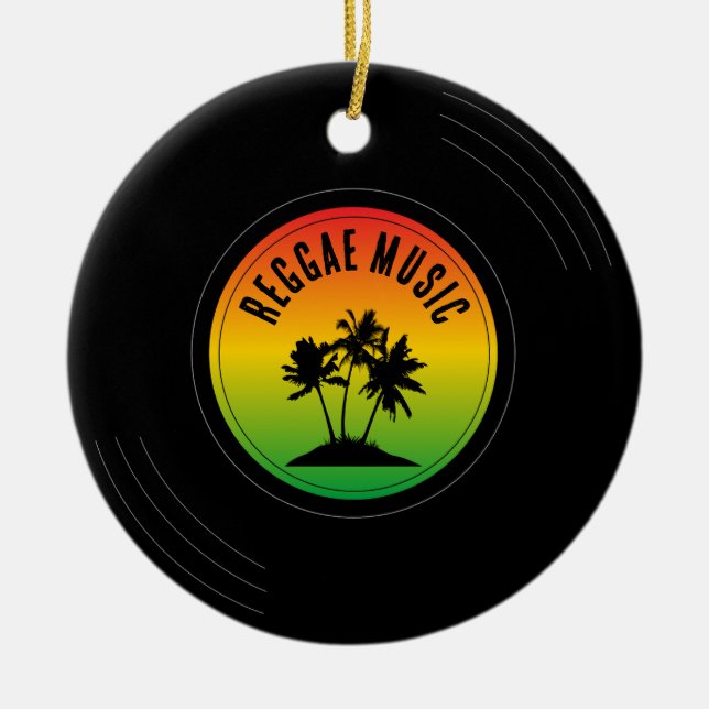 Reggae Music Vinyl Record Christmas Ceramic Tree Decoration (Front)