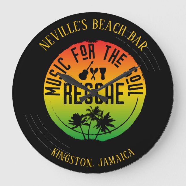 Reggae Music Vinyl Record Large Clock (Front)