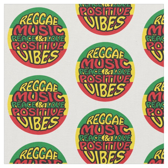 Reggae Music with positive sayings Fabric (Close Up)